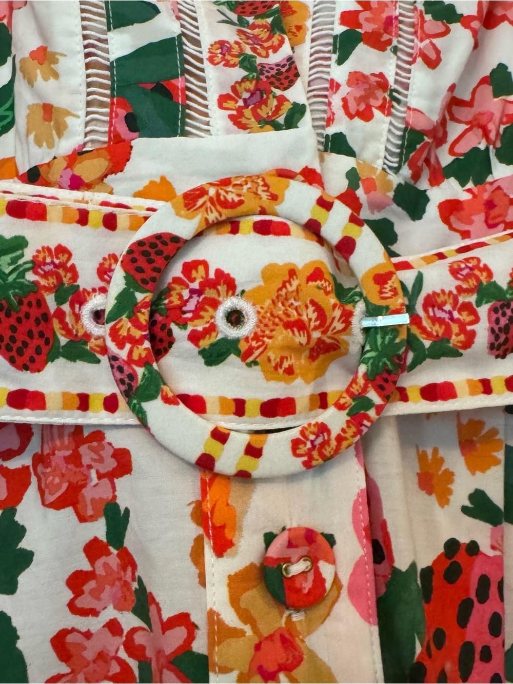 NWT Farm Rio Off White Cotton Floral Print Sketch Cotton Belted Romper Size XS - Picture 14 of 15